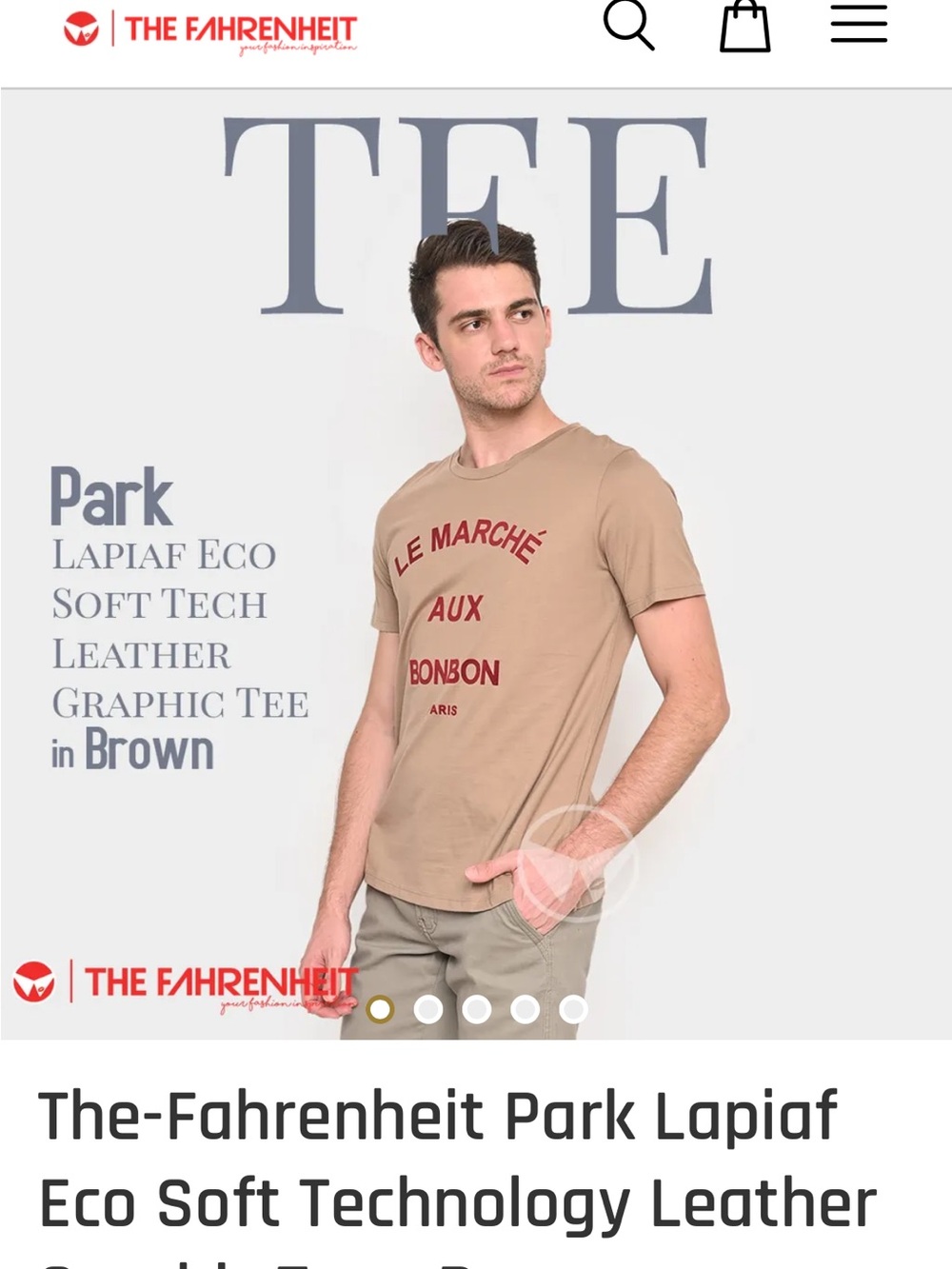 Tan Short-Sleeve Graphic Tee Le Marche Aux Bonbon Paris